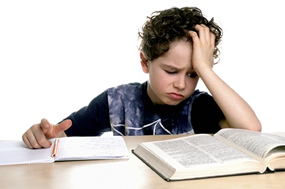 boy struggling with reading